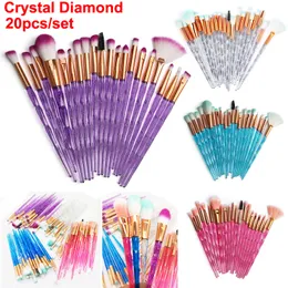 Diamond Makeup Brushes 20pcs Set Cosmetics Brush Kit Face and Eye Brush Puff Batch Crystal Brushes Lip Foundation brushes Beauty tool by DHL