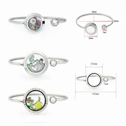 10st 316L Rostfritt stål 20mm / 25mm Silverfärg Flytande Lockets Living Memory Locket Armband Bangles Gratis 20st CHSMS