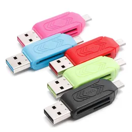 2-i-1 Micro USB 2.0 OTG TF SD SDXC Minneskortläsare för PC Android Smartphone Multi-Function Card Reader