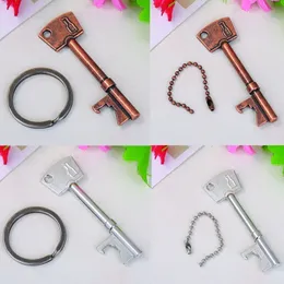 Wholesales 2 in 1 KeyChain Beer Bottle Openers Metal Key Ring Home Decor Kitchen Tools Wedding Favor Party Gifts