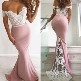 Off-Should Mermaid Prom Dresses Długie Elegancka Koronka Off The Ramię Bal Suknia Custom Make Backless Party Dress Vestidos de Gala