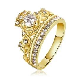 Роуз Позолоченного Ring My Princess Tiara Европейского Pandora Стиль ювелирные изделия Шарм Корона обручальные кольца для женщин