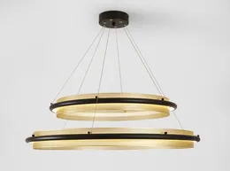 Semplice postmoderna rotondi Anelli nero e luci a sospensione oro LED per pasti Ristorante Bar soggiorno camera da letto Deco Hanging Lamp LLFA