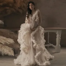 Wunderschöne Illusion Nachtrobe weiße Rüschen Party Nachtwäsche nach Maß Luxus Nachthemden Roben Hochzeitskleid 2020 Brautkleid