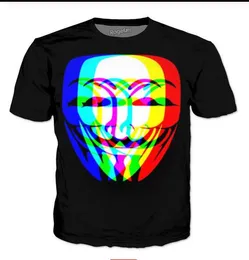 Nowa moda męska / Womans Anonimowa koszulka Summer Style Funny Unisex 3D Print Casual T Shirt Topy Plus Size AA0157