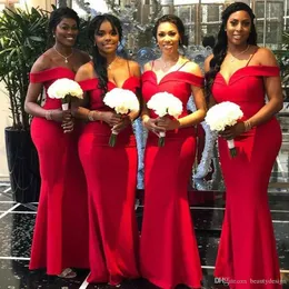 2019 дешевые русалки красные платья невесты платья для пола длины спагетти щель плюс размер горничный честь вечера платья выпускного вечера на заказ bm0641
