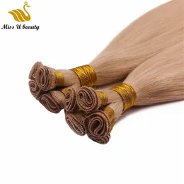 Hair Rextension Hand Związany Dziewiczy Fryzury Remy Ludzkie Przedłużanie Włosów 140GRAM na pakiet 8 sztuk Weft Brown Black Blonde