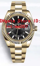 Luksusowe zegarki mechaniczny mechanizm automatyczny SKY 326934 złota czarna tarcza szafirowe szkło ukryte składane zapięcie koronowe Super zegarki 41MM