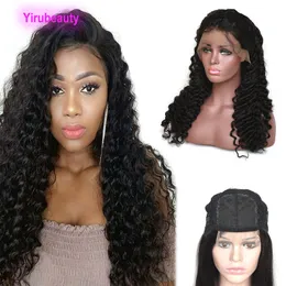 Brazilian Virgin Hair 4X4 Lace Closure Wig Deep Wave Curly 10-32inch Lace Closure 4 By 4 Wigs Natural Color