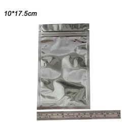 10 * 17.5cm Klar front Silver Aluminiumfolie Mylar Packing Väskor Retail Clear Plastic Zipper Zip Förpackning Mat Kvalitet Bag Pack