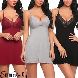 Sexig kvinna spets blommig nattdress dtrap djupa v nacke underkläder heta damer sleepwear klänning robe nightie gown soslhshirts