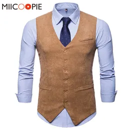 Mens Corduroy Tole Vestrehing Creating Colets Coloque Men Men Gilet Business Wedding Tuxedo Vest Colete Masculino T200117