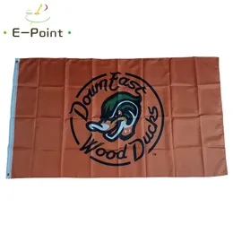 MiLB Down East Wood Ducks-Flagge, 3 x 5 Fuß (90 cm x 150 cm), Polyester-Banner, Dekoration, fliegender Hausgarten, festliche Geschenke