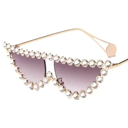 2019 fashion diamond frame cat eye sunglasses women luxury vintage triangle shades rhinestone sunglasses for female metal uv400