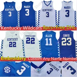 Custom Kentucky Basketball Jersey NCAA College Tyrese Maxey Immanuel Quickley Hagans Fox Gilgeous-Alexander Towns Wall Davis Rondo