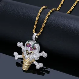 Fashion- Hop Necklace Cartoon Ice Cream Pirate Pendent Necklaces Ice Out Gold Plated Pendant Necklce Hiphop Jewlery