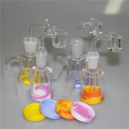 Glas avtagbar askfångare Bubbler -vattenpipa med 7 ml silikonbehållare 14mm 18mm fog för Perc Bongs Honeycomb Water Pipe Ashcatcher