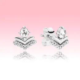 CZ Diamond Wishbone Wedding Earring luxury designer Women Girls Jewelry for Pandora 925 Sterling Silver Stud Earrings with Original logo box