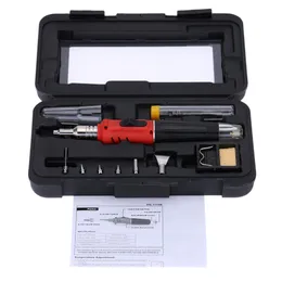 Freeshipping HS1115K Professional ten in one Soldering Iron Set Butane Gas Soldering Iron Set 26ml Welding Kit Torch Welding Equipment