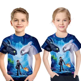 Wholesale sales 2019 popular 3D digital printing cartoon dragon master summer cotton short sleeve fabric comfortable for children