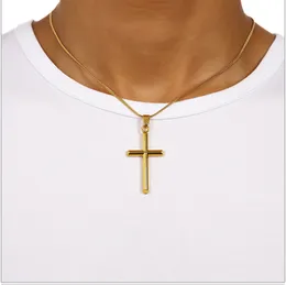 Herren 18k Gold Charm Jesus Kreuz Anhänger Halskette Mode Hip Hop Schmuck Design Lange 45CM Ketten Punk Rock Rap Halsketten Für Männer