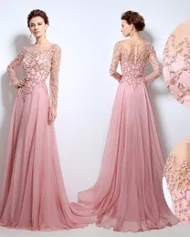 Vestidos de noche nupciales rosados por encargo Ilusión Joya Cuello Perlas Faja Una línea Longitud del piso Tul Qatar 2024 Fiesta de celebridades Vestidos de baile HY781