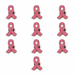 100pcs Oficjalne różowe broszki wstążkowe Świadomość raka piersi
