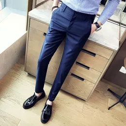 Blazers 2019 Cotton Men's Pure Cotton Fashion Boutique Elastic Slim Business Site formalmente calças/vestido de noiva masculino calças calças