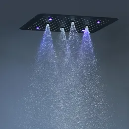 LED Multi-Functional Lights Complete Matt Black Dusch Set Dolda tak Stor regndusch Vattenfall Misty Thermostatic Bath System