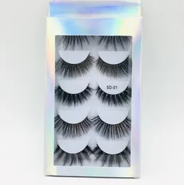 Laser Packaging 5 Pairs mink lashes set handmade reusable false eyelashes makeup accessories thick natural long 6 models available DHL Free