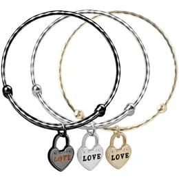 Fashion heart shape lettering love tag bracelet Six-sided rhombus adjustable size bracelet