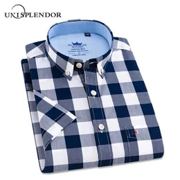 100% Baumwolle 2019 Schwarz Kariertes Hemd Männer Shirts Neue Sommer Mode Chemise Homme Mans Kariertes Hemd Fit Kurzarm Tops YN10305