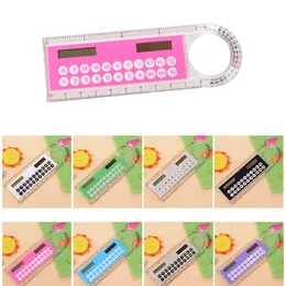 Color Random Hot Selling Solar Mini Calculator Magnifier Multifunction 10cm Ultra-thin Ruler Calculadora Office Supplies DLH209