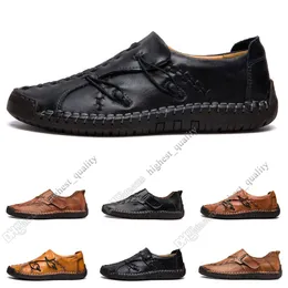 New Hand Stitching Mäns Casual Shoes Set Foot England Peas Skor Läder Skor Skor Låg Stor Storlek 38-48 Femton