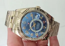 5 Color Watch Men's 2813 Автоматические наручные часы Золотые двойные часовые пояс мужчины 326938 Неба -сапфировое стеклянное хрусталь 326935 Мужские часы смотрят на бизнес