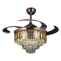 LED Fan Lamp Postmodern Luxury Crystal Chandelier Nordic Creative Simple Atmospheric LED Restaurant Bedroom Fan Lamp MYY