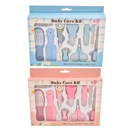 10 sztuk / zestaw Neonatal Nail Care Zestaw 10 Zestawów Aspirator Hair Grzebień Nożyczki Szczotka i Polskie Nożyce do paznokci Dziecko Plant Set M294