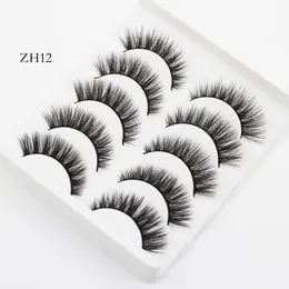 5 par 3D Mink rzęsy Fałszywe rzęsy Naturalne Makijaż Eyelash Extension Long Cross Volume Soft Fake Eye Lashes ZH12