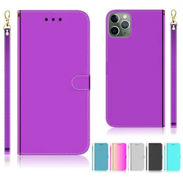 Mirror Wallet Phone Cases for iPhone 14 13 12 11 Pro Max XR XS X 7 8 Plus - PU Leather Dual Card Slots Flip Kickstand Cover Case