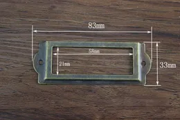 Lås 83 * 33mm Brons Dekorativ Box Ram Etikett Box Priskort Tag Hållare Antik Tin Shelf Metal Label Frame Sign Display Rack