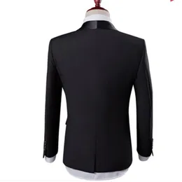 Blazers Black Wedding Casual Terne Men noivo Tuxedos Men Suits One Button Wedding Suits for Groomsman (jaqueta+calça+colete)