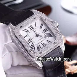 高級新ビッグ 100XL 40 ミリメートル WM501751 ホワイトダイヤル自動メンズ腕時計スチールダイヤモンドケースレザーストラップスポーツ紳士腕時計 Watch_Zone 4 色