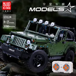MOC RC Jeeps Wrangler Adventure Off-Road Model Model Blocks Blocks Technic Series 13124 2096 шт. Ассамблеи Кирпичи Детские Рождественские подарки Детские игрушки для детей