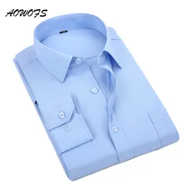 AOWOFS Социальная рубашка Черные мужские классические рубашки с длинным рукавом Офисные рабочие рубашки Мужская одежда больших размеров 8XL 5XL 7XL 6XL на заказ Wedding13016