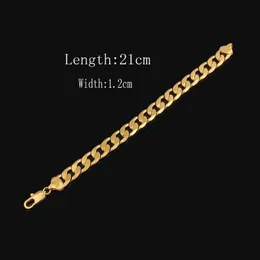18 k 22 K 24 K Thai Baht Fine Gold Filled 12 Mm Cuban (Curb) Link Chain BRACELET -CHINA LIFETIME WARRANTY