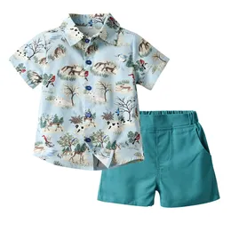 children's Beach clothing Sets 2020 Baby Boys summer Outfits Fashion Animal Printed Short Sleeve Tops T-shirts + Shorts 2pcs Suits C6416