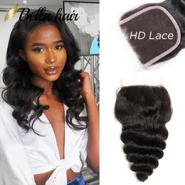 HD Lace Closure Loose Wave Top Swiss Piece 100% Obehandlad Human Hair Extensions Naturlig Hairline Bellahair