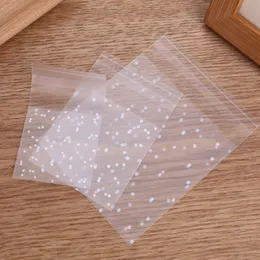Självhäftande väskor Plast Transparent Dot Candy Cookie Presentpåse Med DIY Självhäftande Påse Bröllopsfödelsedagsfest