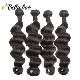 Loose Deep Wave Human Hair Bundles Indian Virgin Human Hair Weaves Extensions Double Weft Natural Color 12"-24" 3Pcs/Lot Bellahair