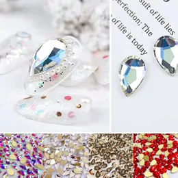 50pcs 9x14mm Glass Crystal Rhinestones 3D Big Water Drop Stones Nail Art Decoration Strass Polishing Charm Design Accessories Jewelry